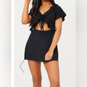 PRETTYLITTLETHING black cut out tea mini dress